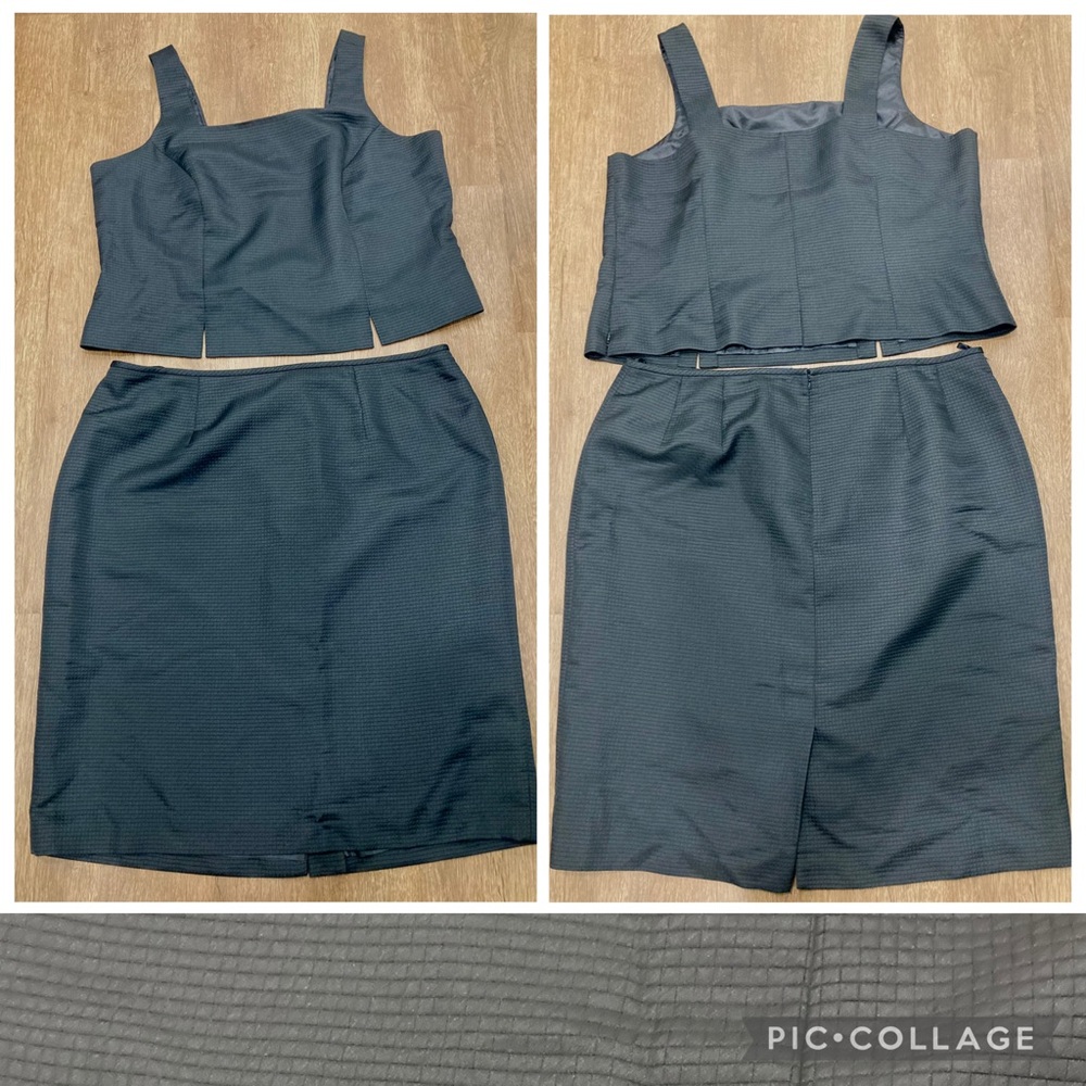 Waffle Textured Two-Piece Skirt Set Liz Claiborne Lined Fitted 22W